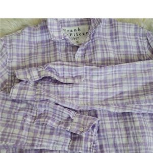 Frank & Eileen Paul 100% Linen Shirt Long Sleeve Paid Print Button-down Small